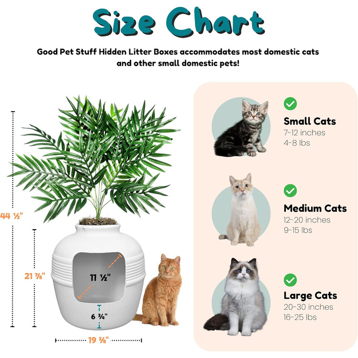 Котлован для котів Good Pet Stuff з штучною рослиною, білий, 51 x 50 см, з фільтром запаху