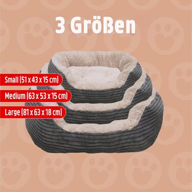 Крісло-ліжко для собак Rosewood 04302 з широкого корду/плюшу, сіре, розмір 53x63x15 см