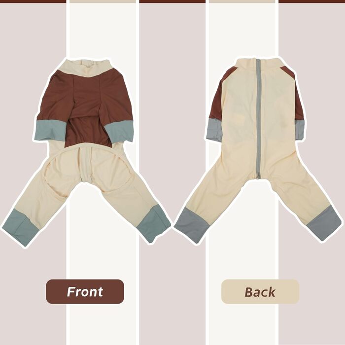 Піжама для собак Hjumarayan, еластичний комбінезон з блискавкою, повне покриття, довгі штанини, захист від бруду, прохолодний костюм-одяг для прогулянок та після операції, бежевий XL XL Beige