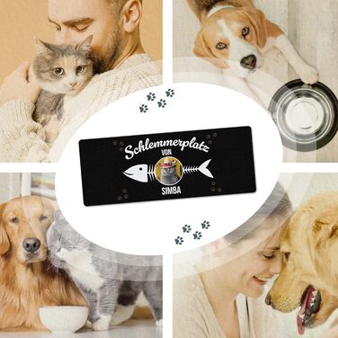 Персоналізований килимок для годування котів з ім'ям та фото - Royal Print, 80x30 см, миючий, антиковзаючий