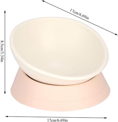 Миска для собак та котів з похилим підставою, неслизька, біла