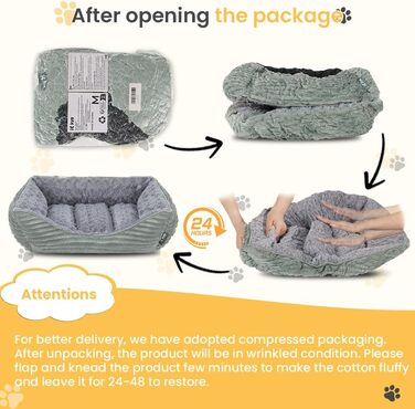 Ківш для собак великих порід, котячий лежак, миється, пухнастий, м'який та теплий, сірий, 90*68*19 см XL