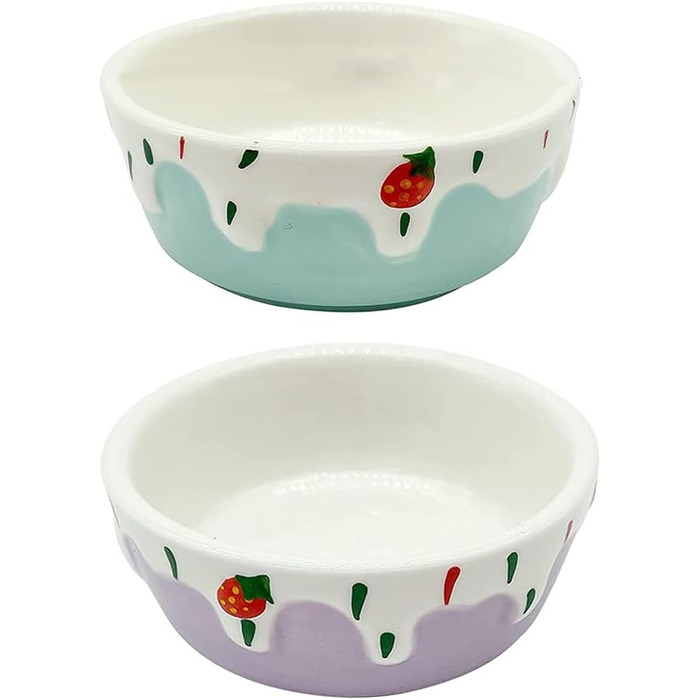 Миски для хом'яків Balacoo, круглі, керамічні, 2 шт. - для дрібних тварин, кроликів, мишей, морських свинок, їжаків, фіолетовий/блакитний