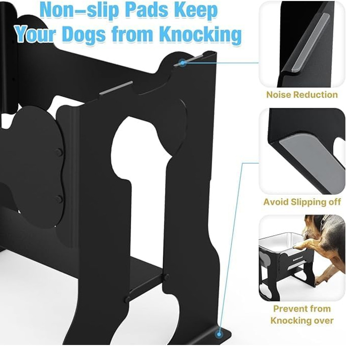 Підвищений миска для собак об'ємом 9.1 л з нержавіючої сталі з підставкою, 36 см заввишки для великих порід собак, стабільний металевий фуршет для полегшення суглобів, легко миється для використання в приміщенні та на вулиці