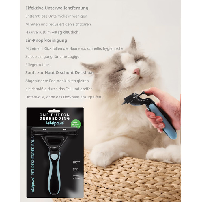 Щітка для собак та котів - для видалення підшерстя та линяння, самоочисна, ергономічна, проти ковзання