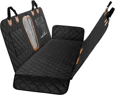 Захисний коврик для собаки в авто 137x147 см, з кріпленням на ремінь безпеки, водовідштовхуючий, стійкий до подряпин, чорний, для легкових автомобілів, позашляховиків, вантажівок