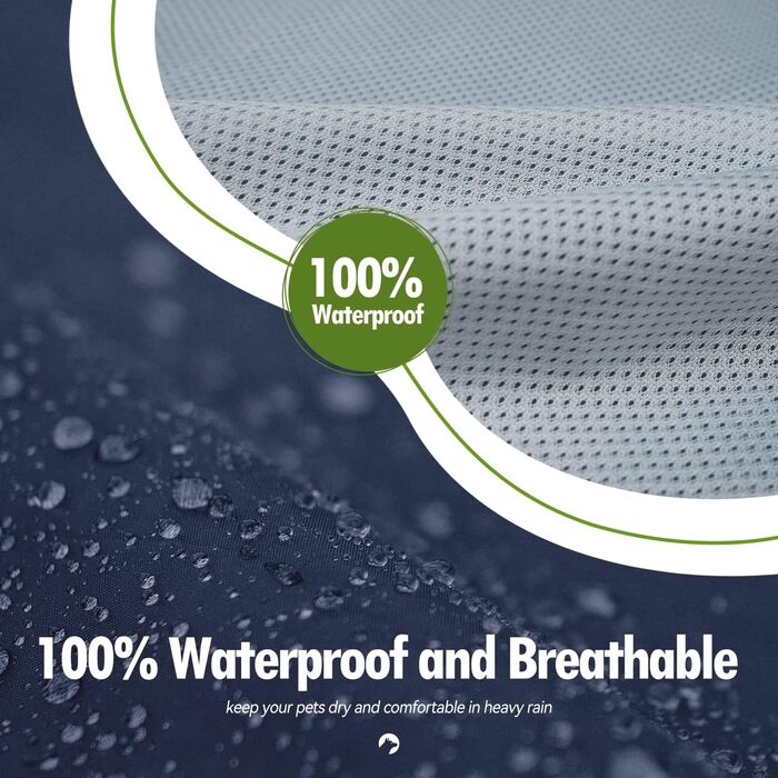 Дощовик для собак Zellar Hunderegenmantel з капюшоном, отвором для коміра та світловідбиваючими смугами, ультралегкий, дихаючий, 100% водонепроникний, синій, 6XL