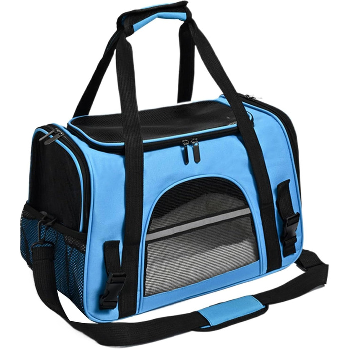 Сумка-переноска для собак – сумочка на плече, розкладна, прозора туристична сумка | Легка переноска для цуценят та маленьких собак, зручний рюкзак для подорожей, Trans (блакитна)
