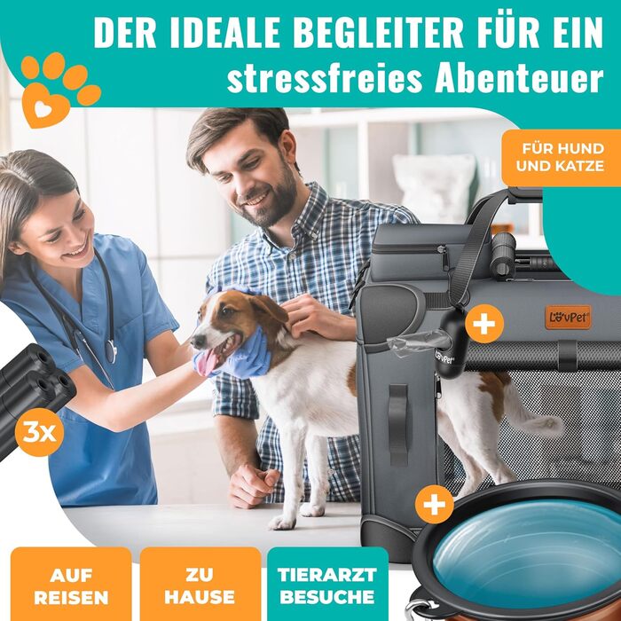 Транспортна переноска для собак та котів S 50x34x36 см | Складана переноска для тварин з мискою та плечовим ременем | для котів та собак, колір антрацит