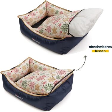 Водонепроникне ліжко для собак з бавовни та поліестеру - корзина для собак з знімним подушкою - диванчик для собак з переносною сумкою - 7 різних дизайнів - 3 розміри (S/M, L, XL) (червоно-зелений, L)