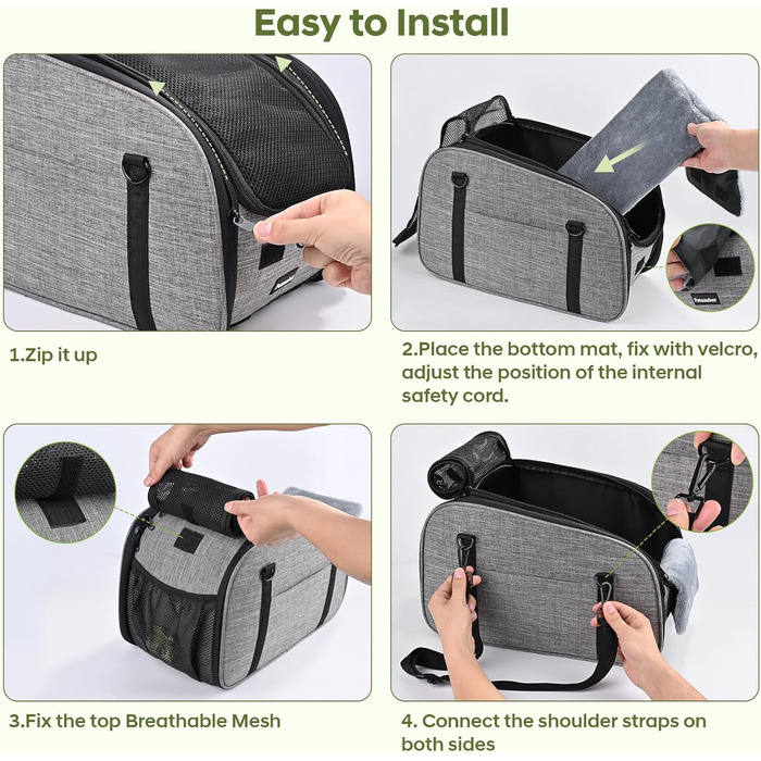 Автокрісло для собак Petzauber – зручне та безпечне автокрісло для маленьких та середніх собак, сірого кольору