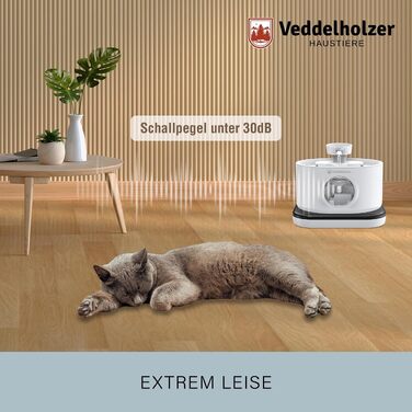 Бездротовий фонтан-поїлка для котів та собак Veddelholzer, 2.8 л, з датчиком руху, 4-рівневим фільтром та акумулятором 5200 мАг, білий