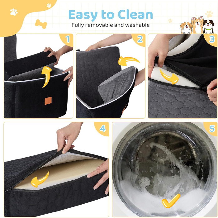 Автомобільний лежак для собак середніх та маленьких порід (до 13.6 кг), 52x52x50 см, з м'якою піною Memory Foam та кріпленням для безпеки