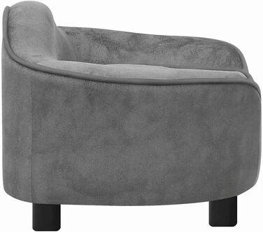 Софа для собак VidaXL 67x47x36 см, плюшеве ліжко для котів та собак (сірий)