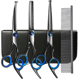 Набір професійних ножиць для собак та котів, нержавіюча сталь, безпечні кінчики, ножиці для фінальної обробки, гребінець для грумінгу