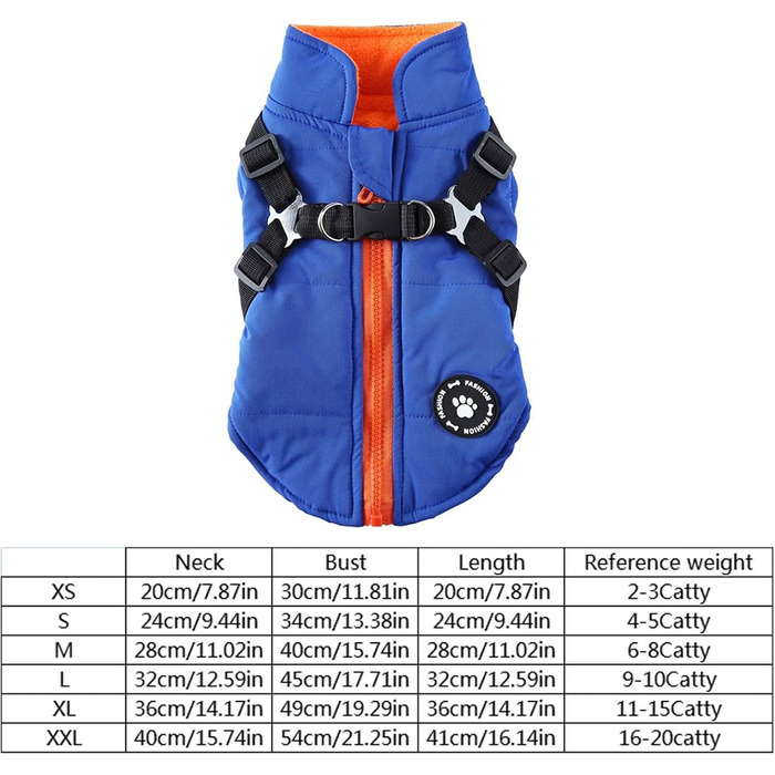 Теплий жилет для собак з шлейкою, водонепроникна куртка з шлейкою та D-подібними кільцями, теплий жилет для собак, одяг для собак, середні та великі породи, зелений (синій, XL)