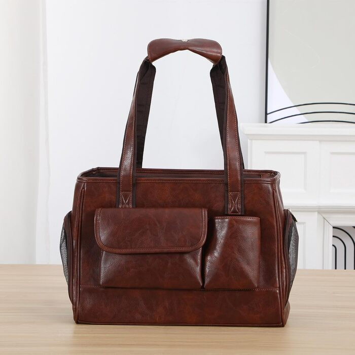 Сучасна переноска для тварин з екошкіри, схвалена авіаперевізниками, з кишенями, для котів та собак