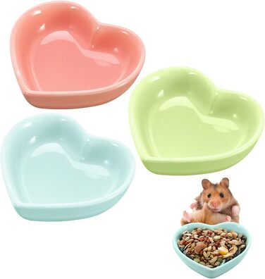 Набір мисок для тварин: хом'яки, їжаки, миші, морські свинки, серцеподібна форма, 3 шт.