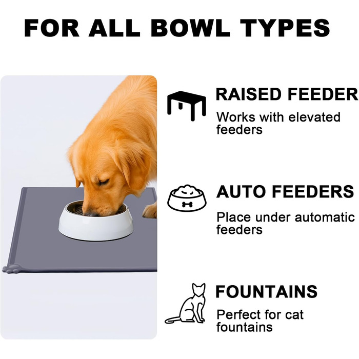 Силиконовий килимок під годівницю для собак та котів, сірий, 54x38 см | MOACC