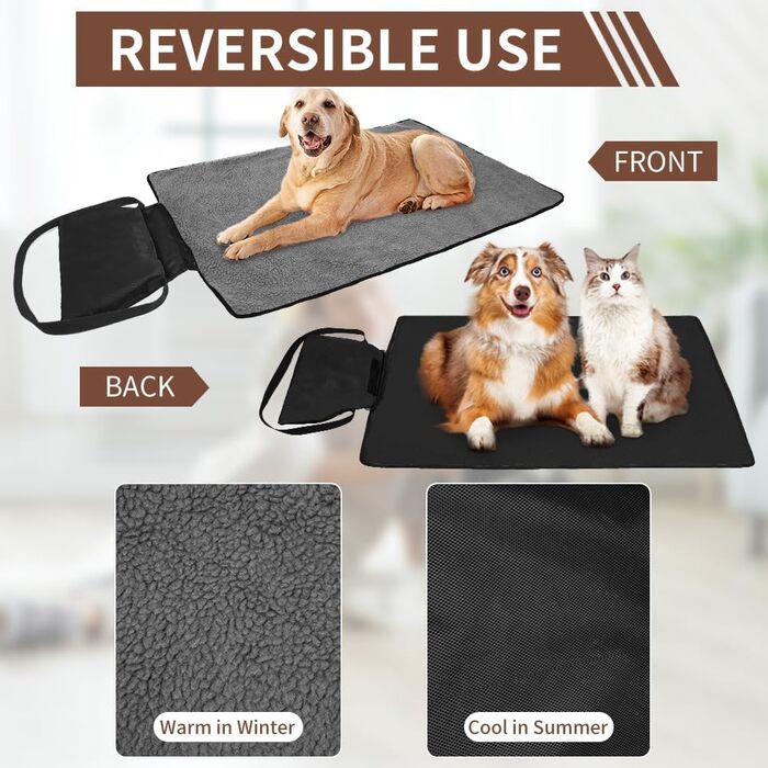 Зручна водонепроникна ковдра для тварин, 100 x 70 см, для кемпінгу, собак, котів, підстилка, зігріваюча ковдра для собак з сумкою, лежанка для собак, килимок для собак, ковдри для тварин для відпочинку на вулиці та в приміщенні, туристична ковдра для дома