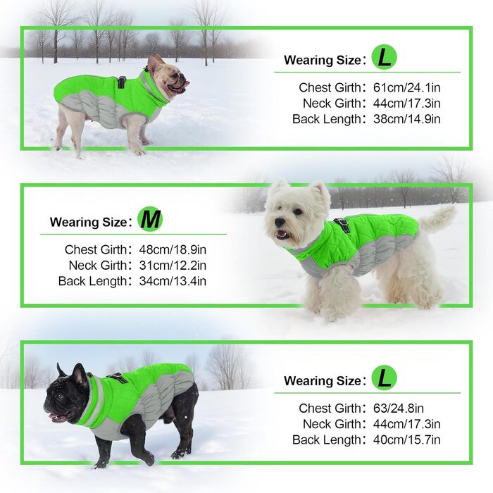 Зимова куртка для собак, тепла, водонепроникна, вітронепроникна, флісова, для прогулянок та походів (Small, неоновий зелений)