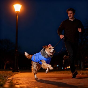 Зимовий теплий одяг для собак - куртка з регульованим коміром та світловідбиваючими елементами (Синій, XXL)