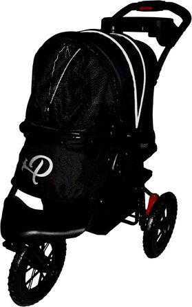 Petique Chinook Schwarz: розкішний візок для собак | Колеса 30 см, EVA, світловідбивачі | До 23 кг