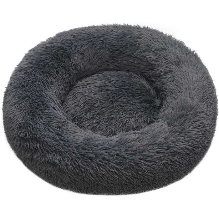 Кругле м'яке ліжко для котів та собак, 60 см, темно-сірий