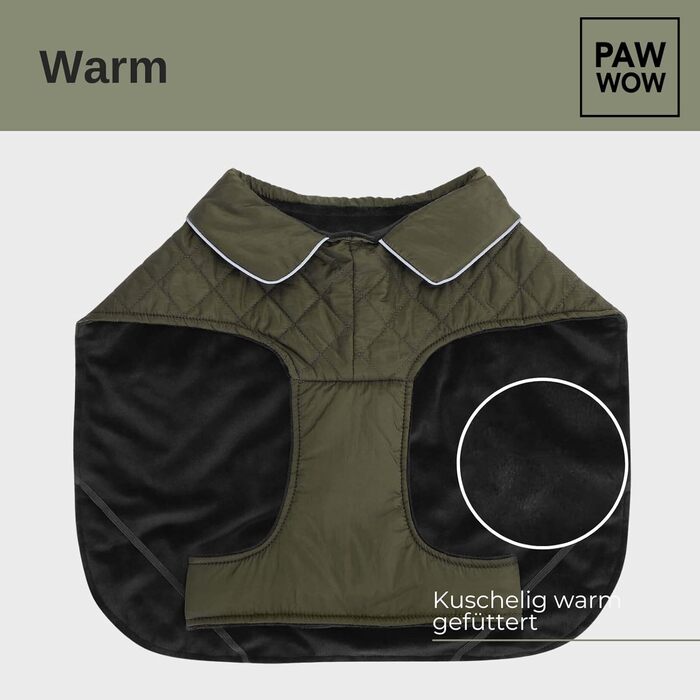 Зимовий теплий одяг для собак | Куртка для собак з захистом живота та клямками | Оливковий колір, розмір S