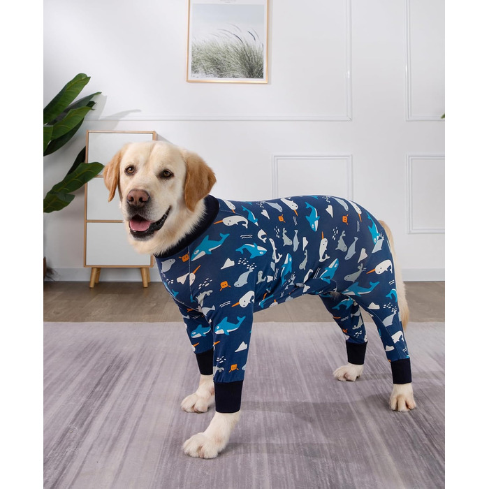 Комбінезон для собак великих порід, захист суглобів, від шерсті, слини, ран, піжамний комбінезон (XXXL, 6XL), темно-синій