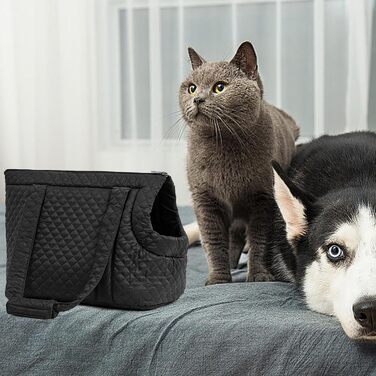 Чорна сумка-переноска для собак та котів, бавовна – зручна переноска для цуценят та кошенят, легка та портативна