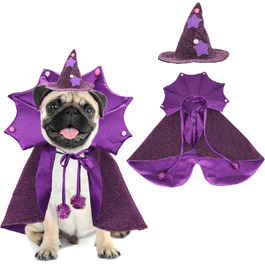 Костюм чарівника для собак ADOGGYGO, карнавальний костюм для собак середнього розміру, віолетовий (M)