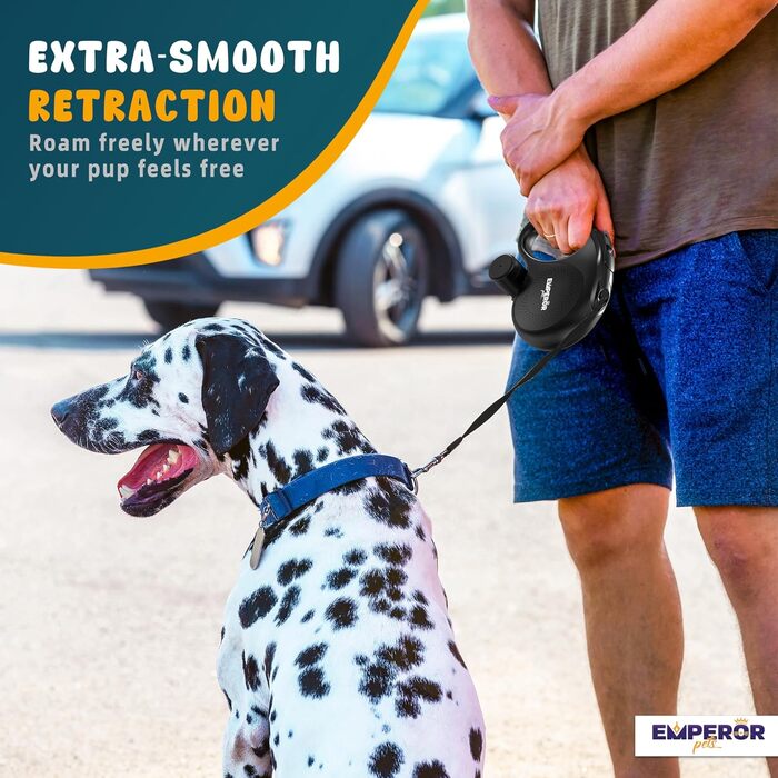 Рулетка для собак Emperor Pets Aura BB16, міцна, зручна, з відбивачем, до 50 кг, чорна