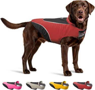 Дощовик для собак TSPRO Premium, водонепроникний, світловідбиваючі смуги, отвір для повідка, для собак малих та середніх порід, регульовані ремені, сухий під час дощу (M, L), червоний