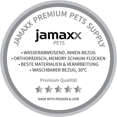 Преміум подушка для собак JAMAXX - ортопедична, з пінополіуретановими гранулами, знімний водонепроникний чохол, сірий колір. Розміри: S (65x50 см), L (90x70x15 см)