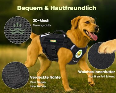 Шлейка для собак EpicRove RoveVest Air, чорна, L – легка, дихаюча, регульована, для прогулянок та активного відпочинку