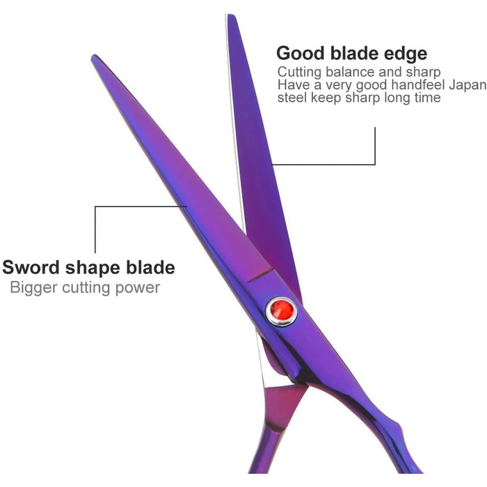 Набір ножиць для грумінгу собак, 7 дюймів, професійний набір для догляду за тваринами, нержавіюча сталь, вигнуті ножиці, ножиці для розрідження, гребінець для грумінгу, для собак та котів, 5 шт. чорний