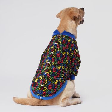 Светр для собаки LovinPet для німецької вівчарки, легкий і м'який, з принтом цифр, чорний малюнок, для дрібних порід, синій
