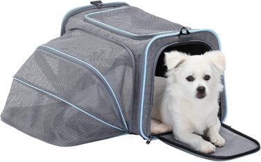 Розкладна переноска для котів і собак Petsfit, розширювана авіа-сумка з оксфордської тканини, з плечовим ременем