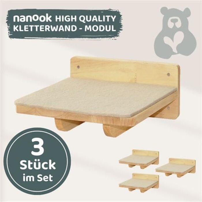 Стіна для лазіння котів nanook XL – набір із 3 сходинок, настінний когтеточка для котів, сходи для лазіння, дерев'яний комплекс