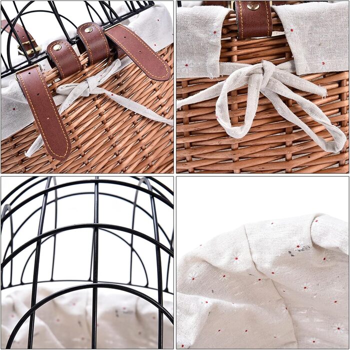 Фарбований кошик для велосипеда з ротангу для котів – знімний мішок для тварин, кошик для велосипеда, переноска для котів, аксесуари для велопоїздок