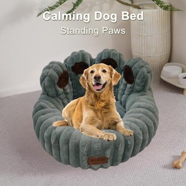 М'яке ліжко для домашніх тварин: ліжко для собак та котів у формі лап ведмедя, діаметр 60 см, сіре