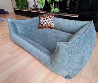 Собаче ліжко з еко-замші Hundebettenmanufaktur Velluto, зелене Alcantara, 80x60 см, знімний чохол, пране, вибір розміру