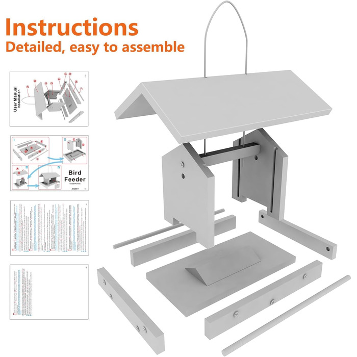 Дерев'яний будиночок для птахів Zeqeey на підвісці: велика місткість, годівниця для диких птахів, Finken, Rotkehlchen, Sparrows