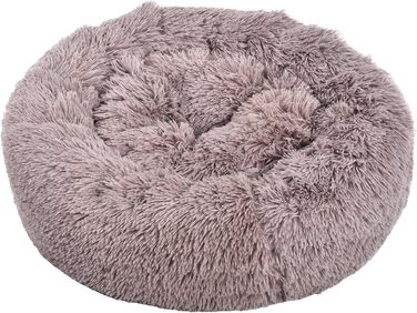 Ліжко для собак та котів Dehner Cookie, діаметр 58 см, висота 17 см, поліестер/плюш, коричневе