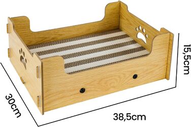 Килимок-крісло для котів з гофрокартону, великий розмір XXL, жовто-білі смуги, 38,5x30x15,5 см