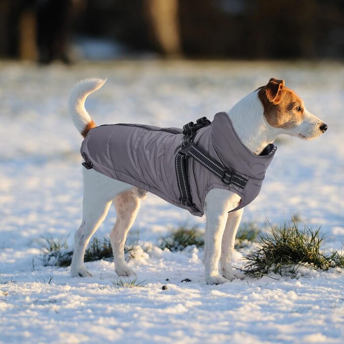 Водонепроникний зимовий теплий нашийник для собак, розмір M (довжина спини 34 см), сірий