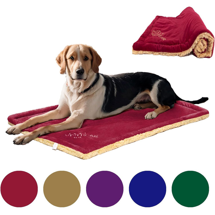 Килимок для собак Comfy, великі породи - миючий, плюшевий, стильний, лежанка для собак, ковдра, двосторонній (110x70 см) - 2 шт (червоний)