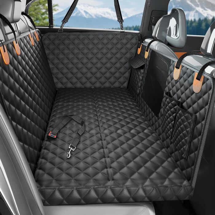 Килимок для собак у машину, заднє сидіння, 2025. Водонепроникний, антиковзкий, міцний, з жорсткою основою. Підходить для собак до 180 кг (400 фунтів). Оранжево-чорний, екстра товстий.