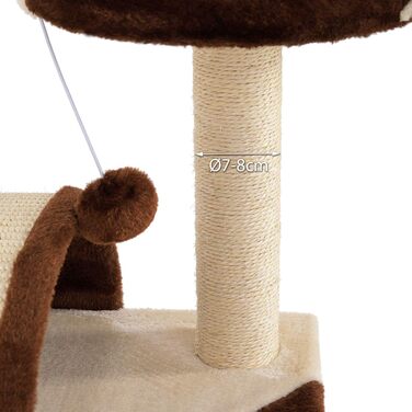 Драбина-кіготь Lionto для котів, 43 см, з іграшками, коричнево-бежева